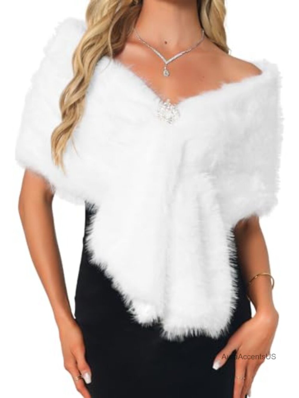 Faux Fur Shawl Wrap Wedding Bridal Winter Cape Stole